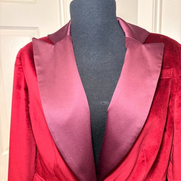 Altuzarra Target Burgundy Velvet Fitted Blazer, Sz M - Picture 2 of 8
